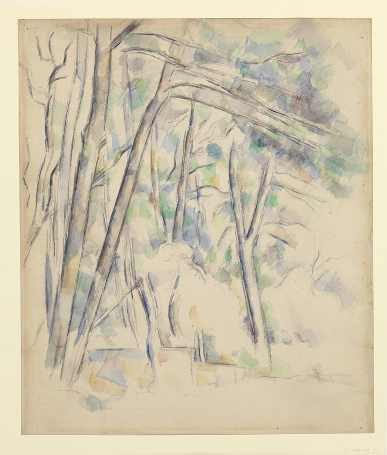 Paul Cézanne, French, 1839–1906. Cistern in the Park of Château Noir, 1895–1900. Watercolor and graphite on pale buff wove paper, 50.6 x 43.4 cm. The Henry and Rose Pearlman Foundation, on long-term loan to the Princeton University Art Museum (L.1988.62.34)
