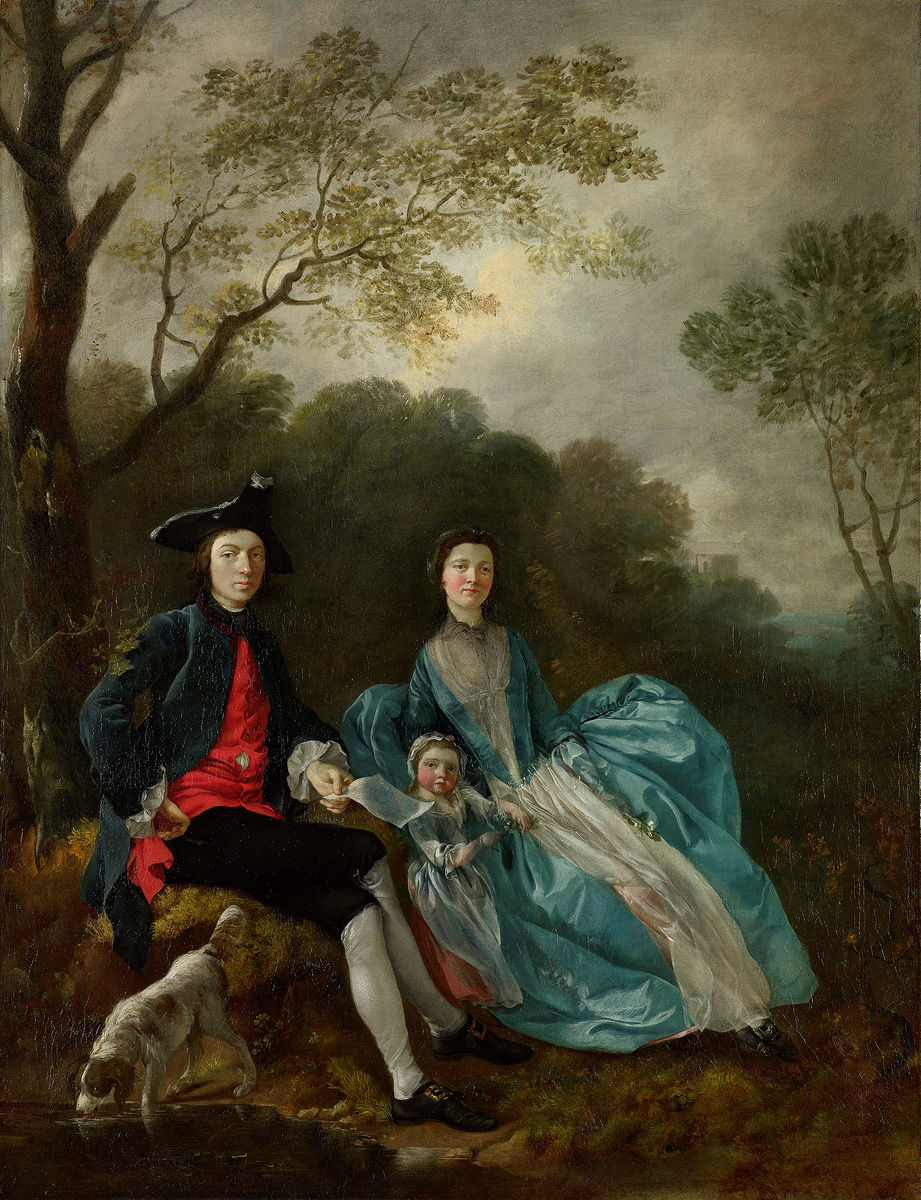 Thomas Gainsborough, English, 1727–1788, The Artist with his Wife Margaret and Eldest Daughter Mary, 1748?. Oil on canvas. The National Gallery, London. Acquired under the acceptance-in-lieu scheme at the wish of Sybil, Marchioness of Cholmondeley, in memory of her brother, Sir Philip Sassoon, 1994. © The National Gallery, London.